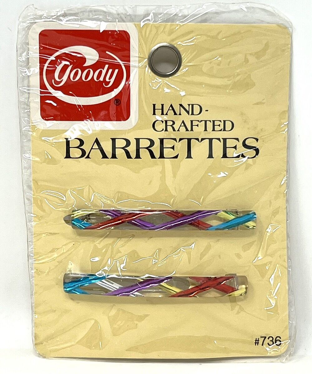 Vintage Goody Hand Crafted Barrettes 2.5” Metal Clasp #736 Multi 1982 NIP (2)